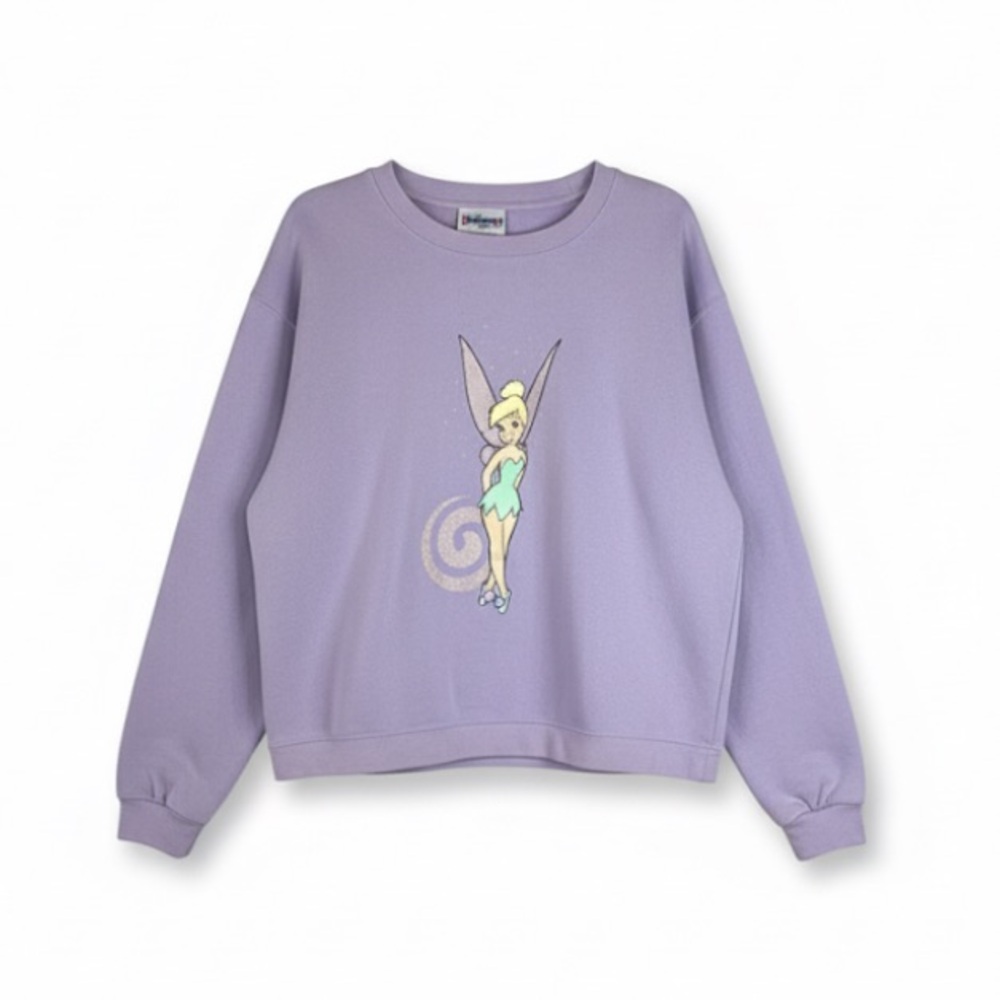 Disneyland Resort Tinkerbell Cropped Sweatshirt L Lavender Fairycore Y2K Disney